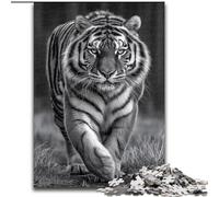 Jigsaw Puzzles for Adults 1000 Piece Puzzle Black And White Tiger, Challenging Difficult with Fully Interlocking Randomly Shaped Pieces (Size 50x75cm)