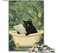 Jigsaw Puzzles for Adults 1000 Piece Puzzle Black Cat in The Bathroom Learning Educational Toys Family Games Educational Game for Birthday, Chrismas 50x75cm