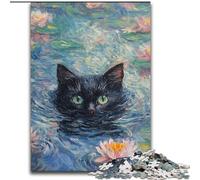 Jigsaw Puzzles for Adults 1000 Piece Puzzle Black Cat in The River, Decompressing Intellectual Educational Toy Is Ideal As Gifts for The Whole Family (Size 26x38cm)