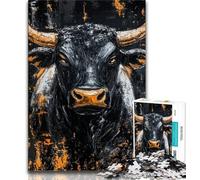 Jigsaw Puzzles for Adults 1000 Piece Puzzle Black Gold Bull,Educational Family Game Wall Decoration Unique Birthday And Xmas Gifts 38x26cm