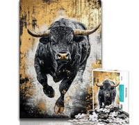 Jigsaw Puzzles for Adults 1000 Piece Puzzle Black Gold Bull,Family Game Stress Reliever Difficult Challenge Enhance Love between Couples (38x26cm)