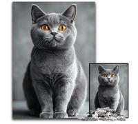 Jigsaw Puzzles for Adults 1000 Piece Puzzle British Shorthair Cat Puzzle Educational Challenge, Deal As Gifts for The Whole Family for 14+ 26X38CM