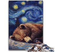 Jigsaw Puzzles for Adults 1000 Piece Puzzle Brown Bear Night Sky for And from 14 Years And over Play Toys Because It Is Ideal As A Gift for The Whole Family 50x75cm