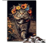 Jigsaw Puzzles for Adults 1000 Piece Puzzle Cat Among Flowers, Suitable for Ages 14 And Up Home Decor Deal As Gifts for The Whole Family (Size 26x38cm)