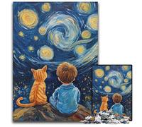 Jigsaw Puzzles for Adults 1000 Piece Puzzle Cat And Little Boy Puzzle Games Toys Gift, Unique Birthday And Gifts for And Age 14 Years Up 26X38CM