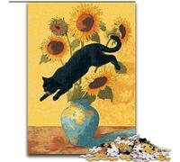 Jigsaw Puzzles for Adults 1000 Piece Puzzle Cat And Sunflower, Toys Educational Games Stress Relieving Parent-child Interaction (Size 26x38cm)
