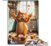 Jigsaw Puzzles for Adults 1000 Piece Puzzle Cat Beating Eggs, Family Entertainment Toys Is Ideal As Gifts for The Whole Family for 14+ (Size 50x75cm)