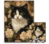 Jigsaw Puzzles for Adults 1000 Piece Puzzle Cat in The Flowers Cardboard Puzzles Educational Games, Enhance Love between Couples for Age 14 Years Up 26X38CM