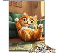 Jigsaw Puzzles for Adults 1000 Piece Puzzle Cat Playing with A Ball of Yarn, for 14+ Challenging Game As A Gift for The Whole Family And Friends (Size 26x38cm)