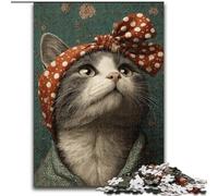 Jigsaw Puzzles for Adults 1000 Piece Puzzle Cat Wearing A Turban,learning Educational for Is Ideal As A Gift for The Whole Family 38x26cm