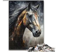 Jigsaw Puzzles for Adults 1000 Piece Puzzle Charcoal Horse Portrait, Toy Intellectual Game Enhance Love between Couples for Ages 14+ (Size 50x75cm)