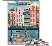 Jigsaw Puzzles for Adults 1000 Piece Puzzle Charming Amsterdam, Family Game Stress Reliever Difficult Challenge Enhance Love between Couples 50x75cm