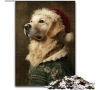 Jigsaw Puzzles for Adults 1000 Piece Puzzle Christmas Golden Retriever, Toys Educational Games Stress Relieving Parent-child Interaction (Size 26x38cm)