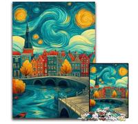Jigsaw Puzzles for Adults 1000 Piece Puzzle City Under The Night Sky Wooden Puzzles Educational Games, Enhance Love between Couples for Age 14 Years Up 50X75CM