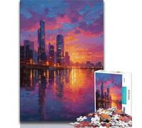 Jigsaw Puzzles for Adults 1000 Piece Puzzle Cityscape Under The Setting Sun,Family Activity Fun at Home Activities,Birthday Present,Travel Gifts (75x50cm)