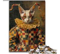 Jigsaw Puzzles for Adults 1000 Piece Puzzle Clown Cat, Suitable for Ages 14 And Up Home Decor Deal As Gifts for The Whole Family (Size 50x75cm)