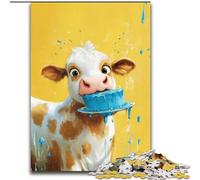 Jigsaw Puzzles for Adults 1000 Piece Puzzle Cow Eating Cake, Educational Toys for Is Ideal As A Gift for The Whole Family for And 14 Years Old (Size 26x38cm)