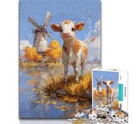 Jigsaw Puzzles for Adults 1000 Piece Puzzle Cow Oil Painting,Challenging Game And Family Play Birthday Present,Gifts,Wall Art (75x50cm)