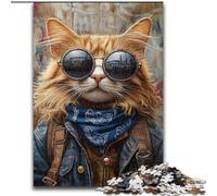Jigsaw Puzzles for Adults 1000 Piece Puzzle Cowboy Cat, for And 14 Years And over for Educational Game Challenge Toy Gift for Birthdays (Size50x75cm)