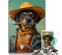 Jigsaw Puzzles for Adults 1000 Piece Puzzle Cowboy Dog,Stress Reliever Difficult Challenge Is Ideal As Gifts for The Whole Family 75x50cm