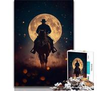Jigsaw Puzzles for Adults 1000 Piece Puzzle Cowboys Under The Moon,Stress Reliever Difficult Challenge Every Piece Is Unique - Challenging Family Fun Game (75x50cm)