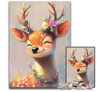 Jigsaw Puzzles for Adults 1000 Piece Puzzle Cute Sika Deer Cardboard Jigsaw Puzzles for Home Decor, Family Fun, Ages 14+ 26X38CM