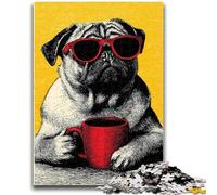 Jigsaw Puzzles for Adults 1000 Piece Puzzle Dog Drinking Coffee for And from 14 Years And over Play Toys Because It Is Ideal As A Gift for The Whole Family 50x75cm