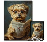 Jigsaw Puzzles for Adults 1000 Piece Puzzle Dog Reading Newspaper Cardboard Puzzles Stress Reliever Staycation Kill Time, A Work of Art for And Age 14 26X38CM