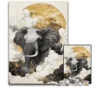 Jigsaw Puzzles for Adults 1000 Piece Puzzle Dramatic Moment Elephant Cardboard Puzzles Stress Reliever Staycation Kill Time, A Work of Art for And Age 14 26X38CM