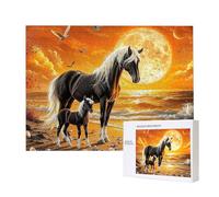 Jigsaw Puzzles for Adults 1000 Piece, Puzzle Educational Games, Challenging Puzzle Game for The Whole for Women, Gifts for Men, DIY Craft Puzzles for Home Decor Gifts, Theme: Sunset Black Horse C-800