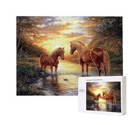 Jigsaw Puzzles for Adults 1000 Piece, Puzzle Educational Games, Challenging Puzzle Game for The Whole for Women, Gifts for Men, DIY Craft Puzzles for Home Decoration Gifts, Theme: Sunset Horse C-802