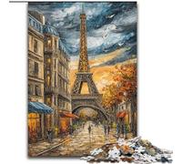 Jigsaw Puzzles for Adults 1000 Piece Puzzle Eiffel Tower Oil Painting, Learning Educational Toys Unique Birthday And Gifts for Age 14+ (Size 26x38cm)