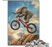Jigsaw Puzzles for Adults 1000 Piece Puzzle Elephant Riding A Bicycle, for And from 14 Years And over Educational Learning Toys Family Games Birthday Present 50x75cm