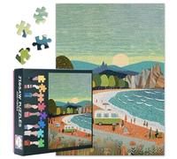 Jigsaw Puzzles for Adults, 1000 Piece Puzzle for Adults - Sunset Camping Scene with Seaside, Mountains, Trees and Birds Landscape, Premium 1000 Piece Jigsaw Puzzle - 27.5x19.7 Inches