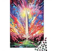 Jigsaw Puzzles for Adults 1000 Piece Puzzle for Teenager Colorful Psychedelia of The Washington Monument Jigsaw Puzzle Wooden Jigsaw Gift Suitable Family Friends Puzzles 1000pcs (75x50cm)