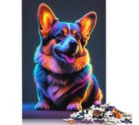 Jigsaw Puzzles for Adults 1000 Piece Puzzle for Teenager Corgi Dog Neon Jigsaw Puzzle Paper Jigsaw Gift Suitable Family Friends Puzzles 38x26cm/1000pcs