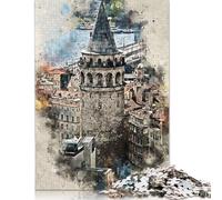 Jigsaw Puzzles for Adults 1000 Piece Puzzle for Teenager Istanbul in Watercolor Jigsaw Puzzle Paper Jigsaw Gift Suitable Family Friends Puzzles 38x26cm/1000pcs