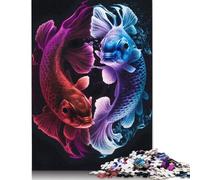 Jigsaw Puzzles for Adults 1000 Piece Puzzle for Teenager Neon Koi Fish Jigsaw Puzzle Wooden Jigsaw Gift Suitable Family Friends Puzzles 1000pcs (75x50cm)