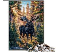 Jigsaw Puzzles for Adults 1000 Piece Puzzle Forest Moose Learning Educational Toys Family Games Educational Game for Birthday, Chrismas 50x75cm
