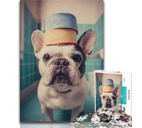 Jigsaw Puzzles for Adults 1000 Piece Puzzle French Bulldog Plays with Toilet Paper,Educational Family Game Wall Decoration Unique Birthday And Xmas Gifts (38x26cm)
