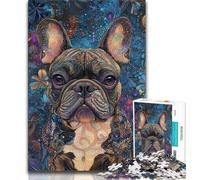 Jigsaw Puzzles for Adults 1000 Piece Puzzle French Bulldog,Stress Reliever Difficult Challenge Every Piece Is Unique - Challenging Family Fun Game (38x26cm)