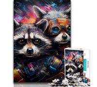 Jigsaw Puzzles for Adults 1000 Piece Puzzle Galaxy Raccoon,Stress Reliever Difficult Challenge Is Ideal As Gifts for The Whole Family 38x26cm