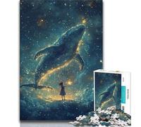 Jigsaw Puzzles for Adults 1000 Piece Puzzle Galaxy Whale,Stress Reliever Staycation Kill Time Wishlist with Santa Claus 38x26cm