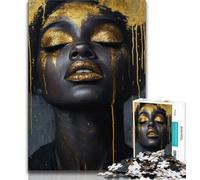 Jigsaw Puzzles for Adults 1000 Piece Puzzle Gold And Black Woman,Challenging Game And Family Play Birthday Present,Gifts,Wall Art (75x50cm)