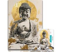 Jigsaw Puzzles for Adults 1000 Piece Puzzle Golden Buddha Statue,Educational Family Game Wall Decoration Unique Birthday And Xmas Gifts 38x26cm