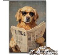 Jigsaw Puzzles for Adults 1000 Piece Puzzle Golden Retriever Reading Newspaper, for Age 14 Years And over Home Decor As A Gift for The Whole Family And Friends (Size 26x38cm)