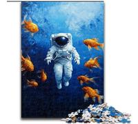 Jigsaw Puzzles for Adults 1000 Piece Puzzle Goldfish And Astronaut, Toys Educational Games Stress Relieving Wall Decoration (Size50x75cm)