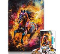 Jigsaw Puzzles for Adults 1000 Piece Puzzle Graffiti Horse,Family Game Stress Reliever Difficult Challenge Enhance Love between Couples (38x26cm)