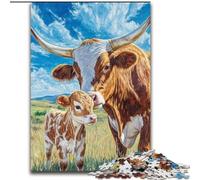 Jigsaw Puzzles for Adults 1000 Piece Puzzle Grassland Cattle Learning Educational Toys Fun at Home Activities, Birthday Present,Travel Gifts 26x38cm