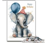 Jigsaw Puzzles for Adults 1000 Piece Puzzle Happy Birthday Elephant, Train Your Brain And Hands Unique Birthday And Gifts for Age 14+ (Size 50x75cm)
